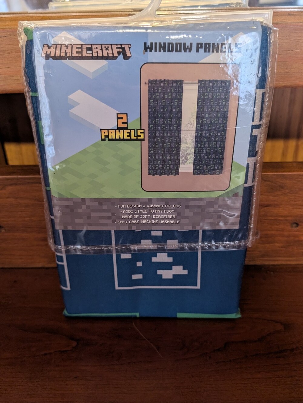 New Minecraft Curtains 2 Panels Blue Creeper Enderman 82x63 Fits 36-48" Window